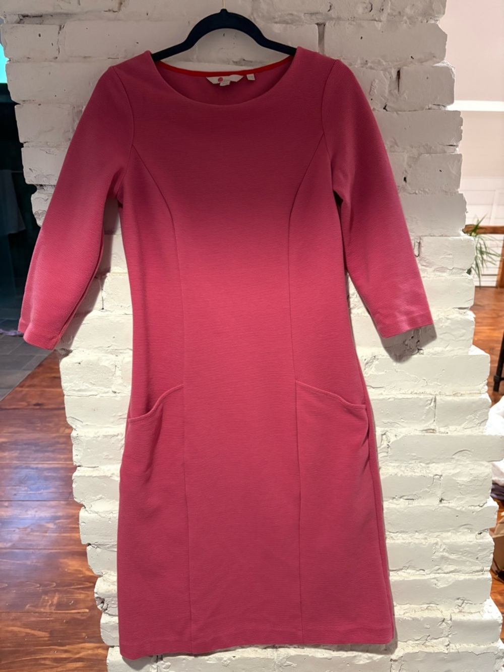 Boden Pink Long-Sleeve Ponte Shift Dress